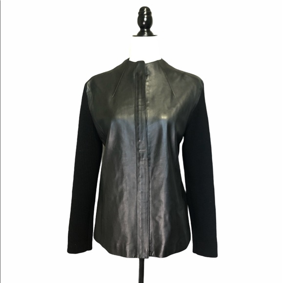 Lafayette 148 New York Jackets & Blazers - Lafayette 148 Genuine Leather /Wool Ribbed Sweater